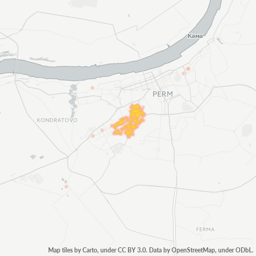 Тепловая карта Пермь. Кондратово Пермский край на карте.