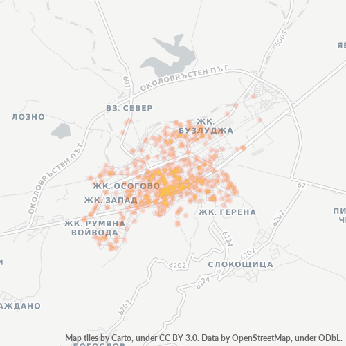 2500 Mapa hustoty obchodů 2500 Mapa hustoty obchodů