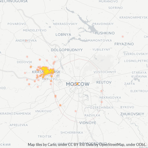 Красногорск московская область на карте сколько км