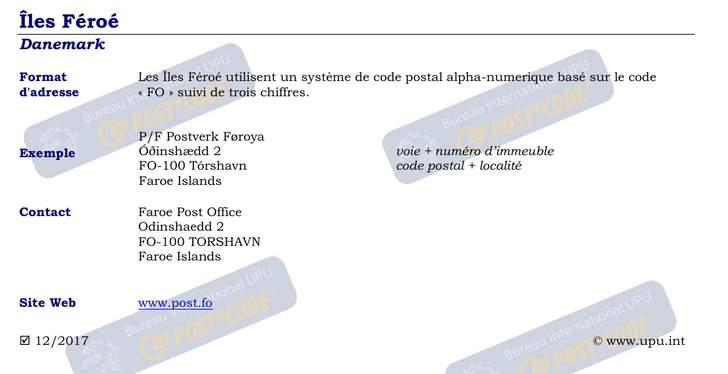 Codes Postaux formatting
