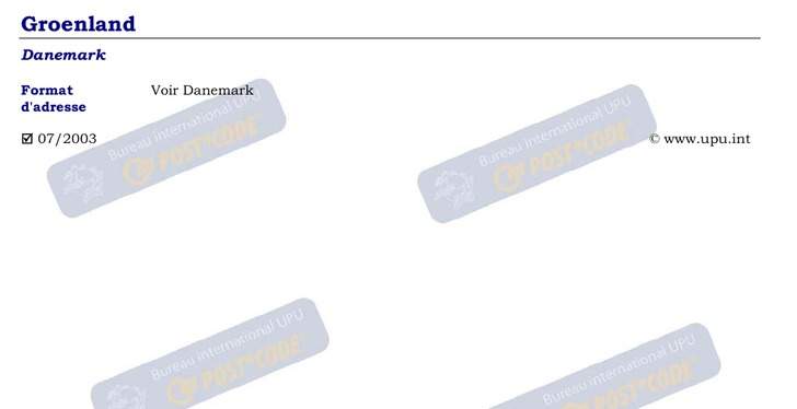 Codes Postaux formatting